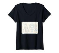 Femme Tube à Vide à Ondes Courtes Radio Art T-Shirt avec Col en V