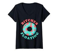 Femme Tube flottant amusant pour fête de piscine T-Shirt avec Col en V