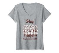 Femme Tuez la Horde d'or 1225 Empire Mongol Gengis Khan T-Shirt avec Col en V