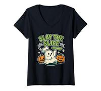 Femme Tuez Le fantôme de Slice Pizza T-Shirt avec Col en V