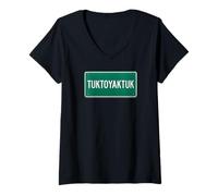 Femme Tuktoyaktuk Ice Canada Arctic Road Territoires du Nord-Ouest T-Shirt avec Col en V