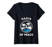Femme Tunisie Oasis de Paix Escape Tranquil T-Shirt avec Col en V