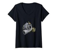 Femme Turbo Car Boost Turbocompresseur E85 Intercooler Racing T-Shirt avec Col en V