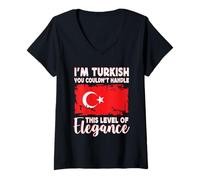 Femme Turkey Flag Proud Elegant Turkish Boyfriend Girlfriend T-Shirt avec Col en V
