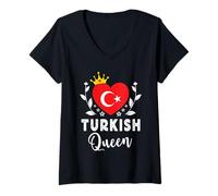 Femme Turkish Queen Turkey Flag Proud Turkish Woman T-Shirt avec Col en V