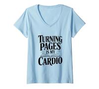 Femme Turning Pages est Mon Amateur de Livres de Cardio T-Shirt avec Col en V