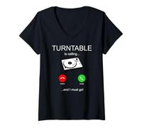 Femme Turntable is Calling and I Must Go Retro Vinyl Analog Music T-Shirt avec Col en V
