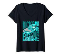 Femme Turquoise Color Kicks Rule Everything Around Me Turquoise T-Shirt avec Col en V