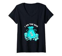 Femme Turquoise I AM The Bag Turquoise Graphic T-Shirt avec Col en V