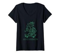 Femme Turtle on Skateboard Slow Sundays Lazy Days Déclaration Amusante T-Shirt avec Col en V