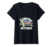 Femme Turtle Paradise - Découvrez la magie de Cabo Verde T-Shirt avec Col en V