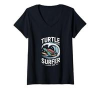 Femme Turtle Speed Surfer Soul Wave Adventure T-Shirt avec Col en V