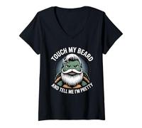 Femme Turtles Beard Citation Touch My Beard And Tell Me I'm Pretty T-Shirt avec Col en V