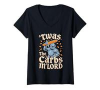Femme 'TWAS The Carbs M'Lord Bread EnthusiastMedieval Paladin T-Shirt avec Col en V