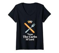 Femme 'TWAS The Carbs M'Lord Funny Bread Lover T-Shirt avec Col en V