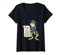 Femme TWAS The Tism M Lord Frog Jester Humour médiéval T-Shirt avec Col en V