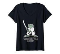 Femme TWAS The 'Tism M'Lord Cool Fighter Karaté Grenouille T-Shirt avec Col en V