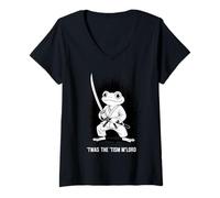 Femme TWAS The 'Tism M'Lord Cool Fighter Karaté Grenouille T-Shirt avec Col en V