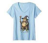 Femme TWAS The 'Tism M'Lord Meme Humour Magicien Grenouille T-Shirt avec Col en V