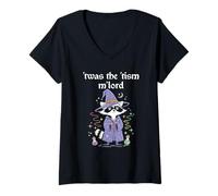 Femme « TWAS The 'Tism M'Lord Raccoon Wizard Funny Autism Autism Autistic » T-Shirt avec Col en V