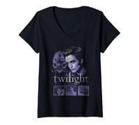 Femme Twilight Edward and Icons T-Shirt avec Col en V