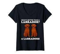Femme Two Fox Red Labradors Funny Dog Labrador T-Shirt avec Col en V