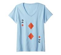 Femme Two of Diamonds Deck of Cards Costume d'halloween T-Shirt avec Col en V