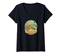 Femme Tybee Island Georgia Tortue caouanne et éclosion T-Shirt avec Col en V