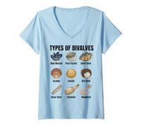 Femme Types de bivalves, Tableau des espèces bivalves, biologie Marine T-Shirt avec Col en V