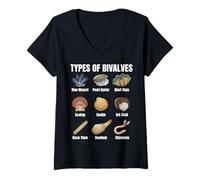 Femme Types de bivalves, Tableau des espèces bivalves, biologie Marine T-Shirt avec Col en V