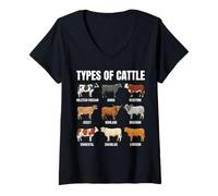Femme Types de Collection de Races bovines T-Shirt avec Col en V