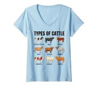 Femme Types de Collection de Races bovines T-Shirt avec Col en V