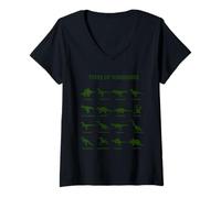 Femme Types de Dinosaures : T-Rex Raptor, école, Maternelle T-Shirt avec Col en V