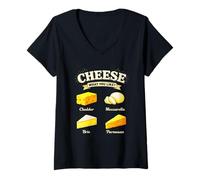Femme Types de fromages Foodie Retro Culinary Guide Chefs T-Shirt avec Col en V