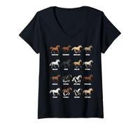 Femme Types de Races de Chevaux - Science équine et biologie Animale T-Shirt avec Col en V