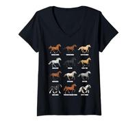 Femme Types de Races de Chevaux - Science équine et biologie Animale T-Shirt avec Col en V