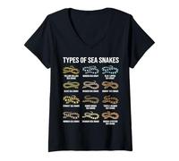 Femme Types de Serpents de mer Tableau des espèces de Serpents de mer Reptiles Marins T-Shirt avec Col en V