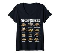 Femme Types de tortues Terres Tableau éducatif des espèces de tortues T-Shirt avec Col en V