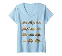 Femme Types de tortues Terres Tableau éducatif des espèces de tortues T-Shirt avec Col en V