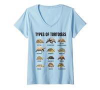 Femme Types de tortues Terres Tableau éducatif des espèces de tortues T-Shirt avec Col en V