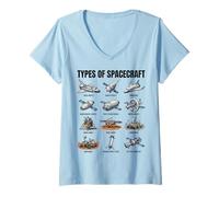 Femme Types de vaisseaux spatiaux Exploration Spatiale Astronomie Science T-Shirt avec Col en V