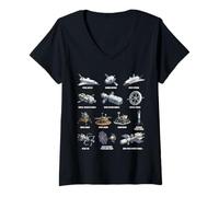 Femme Types de vaisseaux spatiaux Exploration Spatiale Astronomie Science T-Shirt avec Col en V