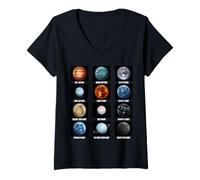 Femme Types d'exoplanètes Astronomie Amateurs de Sciences spatiales T-Shirt avec Col en V