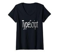 Femme TypeScript TS Programming Language T-Shirt avec Logo Officiel T-Shirt avec Col en V