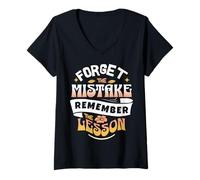 Femme Typographic Forget The Mistake Remember The Lesson Retro T-Shirt avec Col en V