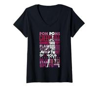 Femme Typographie Cheerleader Cheer T-Shirt avec Col en V