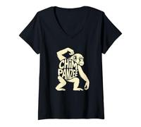 Femme Typography Art Chimpanzee Chimpanzees T-Shirt avec Col en V