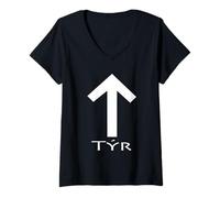 Femme Tyr Tiwaz Rune T-Shirt Teiwaz Dieu Païen Tiw Ziu Cyo T-Shirt avec Col en V