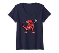 Femme Tyrannosaurus Lax T-Rex Dinosaur Lacrosse T-Shirt avec Col en V