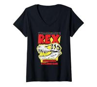 Femme Tyrannosaurus Rex Dinosaurs Cartoon Illustration Graphic T-Shirt avec Col en V